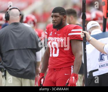 8 settembre 2018 - Houston, USA - il defensive tackle degli Houston Cougars ed Oliver (10) durante una partita di football NCAA tra Houston e Arizona sabato 8 settembre 2018 a Houston, Texas. (Immagine di credito: © Scott Coleman/ZUMA Wire) Foto Stock