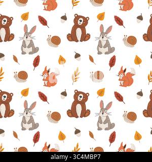 Motivo autunnale senza cuciture, accoglienti elementi autunnali, illustrazione vettoriale Illustrazione Vettoriale