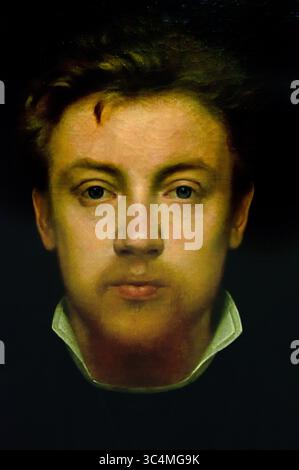 Historia - Tempus - Legenda 1897 XIX secolo di Edmond Van Hove Groeningemuseum, museo municipale, Bruges, Belgio, fiamminghi, ( le figure umane rappresentano "storia", "tempo" e "leggenda". La "storia" è raffigurata come una donna robusta e lodata che decifra un testo pergamena con una lente d'ingrandimento. "Il tempo" è incarnato da un vecchio che strappa una carta. Dietro di lui, le devastazioni del tempo e l'inevitabile oblio sono simboleggiate da una clessidra e da un topo che rovini un libro. Attraverso la finestra, vediamo Bruges' Ezelpoort (porta d'asino) ablazzare. Foto Stock