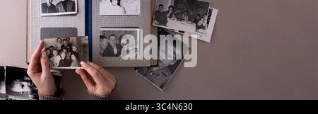 BAKU, AZERBAIGIAN - 18 giugno 2024. Stampe di foto vintage vintage antiche in bianco e nero retrò. Ricordi e nostalgia Foto Stock