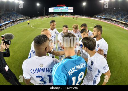 19 settembre 2018 - San Jose, California, Stati Uniti - San Jose, CA - mercoledì 19 settembre 2018: I terremoti di San Jose si riuniscono prima di una partita della Major League Soccer (MLS) tra i San Jose Earthquakes e l'Atlanta United FC all'Avaya Stadium. (Immagine di credito: © John Todd/ISIPhotos via ZUMA Wire) Foto Stock