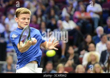 21 settembre 2018 - Chicago, Illinois, Stati Uniti - DAVID GOFFIN n azione all'evento di tennis 2018 Laver Cup a Chicago. (Immagine di credito: © Christopher Levy/ZUMA Wire) Foto Stock
