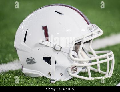 22 settembre 2018: Un casco dei Texas Southern Tigers si trova a bordo campo durante il primo quarto di una partita di football NCAA tra i Texas Southern Tigers e gli Houston Cougars al TDECU Stadium di Houston, Texas. Houston ha vinto la partita 70 a 14...Trask Smith/CSM(Credit Image: &Copy; Trask Smith/CSM via ZUMA Wire) Foto Stock