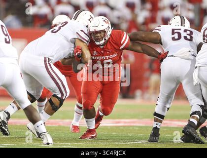 22 settembre 2018 - Houston, USA - il defensive tackle degli Houston Cougars ed Oliver (10) fu doppiato per la maggior parte della notte in linea durante la partita di football NCAA tra gli Houston Cougars e i Texas Southern Tigers sabato 22 settembre 2018 a Houston, Texas. (Immagine di credito: © Scott Coleman/ZUMA Wire) Foto Stock