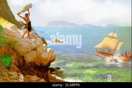 Riproduzione concettuale digitale dipinta a mano di Polifemo dall'artista Jean-Léon Gérôme tra il 1904 e il 1824. Foto Stock