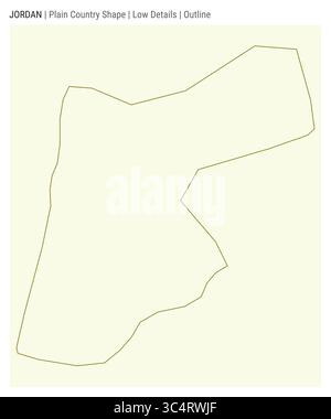 Mappa di campagna della Giordania. Dettagli bassi. Stile contorno. La forma della Giordania. Illustrazione vettoriale. Illustrazione Vettoriale