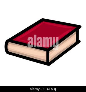 Un'illustrazione vettoriale di un singolo libro chiuso, raffigurato in uno stile cartoni animati semplificato con copertina marrone e pagine beige, con grassetto nero ou Illustrazione Vettoriale