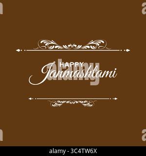 Happy Janmashtami Wishes Vector, Janmashtami Greeting card design, Krishna festival Vector art, Janmashtami celebrazione illustrazione, simmetrica Illustrazione Vettoriale