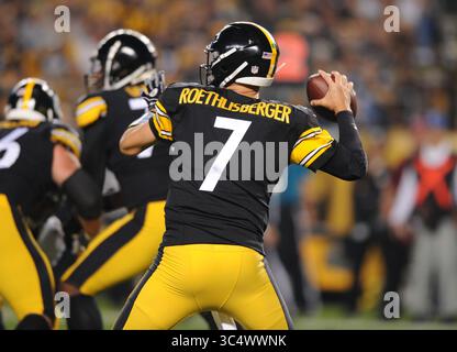 30 settembre 2018: Steelers #7 Ben Roethlisberger durante la partita Pittsburgh Steelers vs Baltimore Ravens all'Heinz Field di Pittsburgh, PA. Jason Pohuski/CSM (immagine di credito: &Copy; Jason Pohuski/CSM tramite cavo ZUMA) Foto Stock
