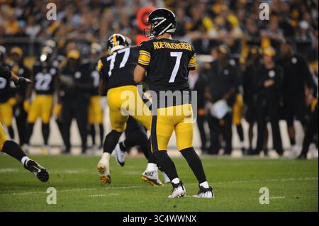 30 settembre 2018: Steelers #7 Ben Roethlisberger durante la partita Pittsburgh Steelers vs Baltimore Ravens all'Heinz Field di Pittsburgh, PA. Jason Pohuski/CSM (immagine di credito: &Copy; Jason Pohuski/CSM tramite cavo ZUMA) Foto Stock