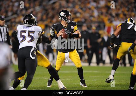 30 settembre 2018: Steelers #7 Ben Roethlisberger durante la partita Pittsburgh Steelers vs Baltimore Ravens all'Heinz Field di Pittsburgh, PA. Jason Pohuski/CSM (immagine di credito: &Copy; Jason Pohuski/CSM tramite cavo ZUMA) Foto Stock