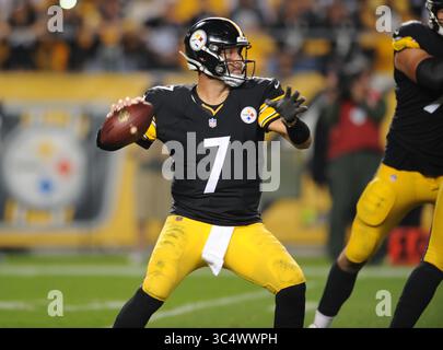 30 settembre 2018: Steelers #7 Ben Roethlisberger durante la partita Pittsburgh Steelers vs Baltimore Ravens all'Heinz Field di Pittsburgh, PA. Jason Pohuski/CSM (immagine di credito: &Copy; Jason Pohuski/CSM tramite cavo ZUMA) Foto Stock