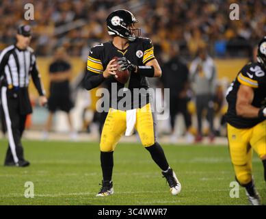 30 settembre 2018: Steelers #7 Ben Roethlisberger durante la partita Pittsburgh Steelers vs Baltimore Ravens all'Heinz Field di Pittsburgh, PA. Jason Pohuski/CSM (immagine di credito: &Copy; Jason Pohuski/CSM tramite cavo ZUMA) Foto Stock