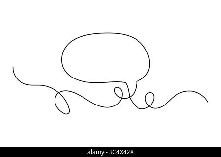 Disegno minimalista continuo su una linea dell'icona a forma di bolla isolata su uno sfondo bianco pulito Illustrazione Vettoriale