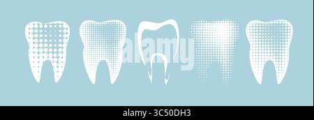 icona a forma di dente con logo vettoriale per la clinica odontoiatrica. disegnato a mano. Non ai, illustrazione vettoriale Illustrazione Vettoriale