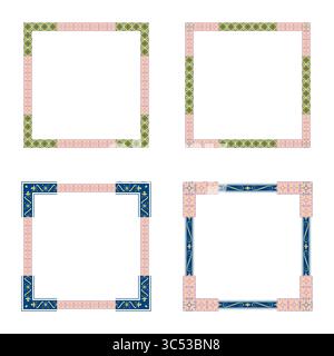 Cornice quadrata pastello. Mosaico giallo e rosa. Delicato motivo morbido. Illustrazione Vettoriale