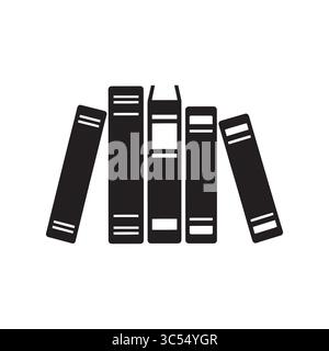 Silhouette minimalista del libro: Icona in bianco e nero che rappresenta la conoscenza, l'apprendimento e la letteratura Illustrazione Vettoriale