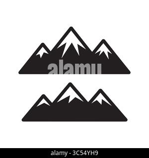 : Silhouette Mountain Range: Picchi innevati minimalisti in bianco e nero per un design ispirato alla natura Illustrazione Vettoriale