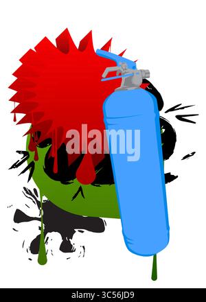 Graffiti per estintori. Decorazione astratta di Street art moderna eseguita in stile di pittura urbana. Illustrazione Vettoriale