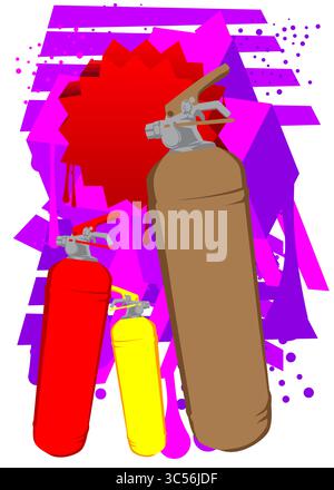 Graffiti per estintori. Decorazione astratta di Street art moderna eseguita in stile di pittura urbana. Illustrazione Vettoriale