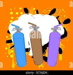 Graffiti per estintori. Decorazione astratta di Street art moderna eseguita in stile di pittura urbana. Illustrazione Vettoriale