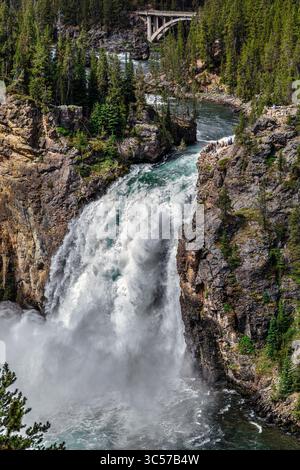 Le Upper Falls del fiume Yellowstone nel parco nazionale di Yellowstone, Wyoming. Foto Stock