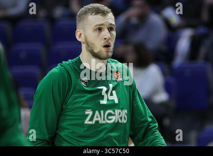 9 gennaio 2020, Madrid, MADRID, SPAGNA: MADRID, SPAGNA - 9 GENNAIO: Jock Landale di Zalgiris durante la partita di basket Euroligue, giocata tra Real Madrid e Zalgiris al Wizink Center il 9 gennaio 2020 a Madrid, Spagna. (Immagine di credito: © AFP7 via cavo ZUMA) Foto Stock