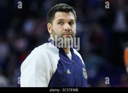 9 gennaio 2020, Madrid, MADRID, SPAGNA: MADRID, SPAGNA - 9 GENNAIO: Felipe Reyes Cabanas, giocatore del Real Madrid durante la partita di basket Euroligue, giocata tra il Real Madrid e Zalgiris al Wizink Center il 9 gennaio 2020 a Madrid, Spagna. (Immagine di credito: © AFP7 via cavo ZUMA) Foto Stock