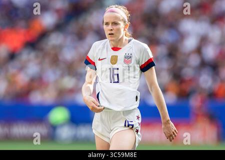 7 luglio 2019, Lione, Francia: Rose Lavelle della nazionale femminile statunitense durante la finale della Coppa del mondo femminile 2019 tra Stati Uniti d'America e Paesi Bassi allo Stade de Lyon. (Immagine di credito: © Miko?AJ Barbanell/immagini SOPA tramite cavo ZUMA) Foto Stock