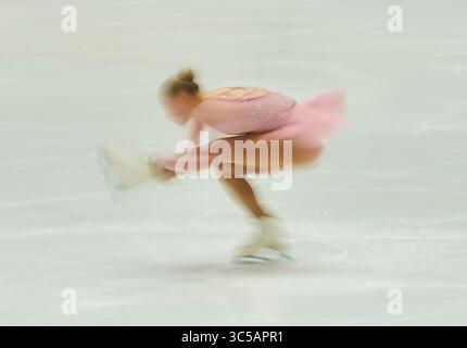 24 gennaio 2020: Linnea Ceder della Finlandia in azione durante il programma Ladies Short ai Campionati europei di pattinaggio di figura ISU a Steiermarkhalle, Graz, Austria (Credit Image: &Copy; Ulrik Pedersen/CSM via ZUMA Wire) Foto Stock