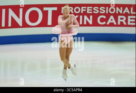 24 gennaio 2020: Linnea Ceder della Finlandia in azione durante il programma Ladies Short ai Campionati europei di pattinaggio di figura ISU a Steiermarkhalle, Graz, Austria (Credit Image: &Copy; Ulrik Pedersen/CSM via ZUMA Wire) Foto Stock