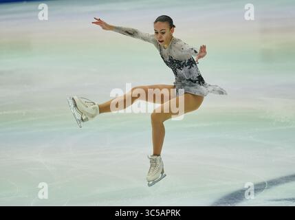 24 gennaio 2020: HANA Cvijanovic della Croazia in azione durante il Ladies Short Program ai Campionati europei di pattinaggio di figura ISU a Steiermarkhalle, Graz, Austria (Credit Image: &Copy; Ulrik Pedersen/CSM via ZUMA Wire) Foto Stock