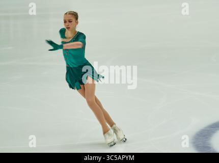 24 gennaio 2020: Alexandra Feigin della Bulgaria in azione durante il programma Ladies Short ai Campionati europei di pattinaggio di figura ISU a Steiermarkhalle, Graz, Austria (Credit Image: &Copy; Ulrik Pedersen/CSM via ZUMA Wire) Foto Stock