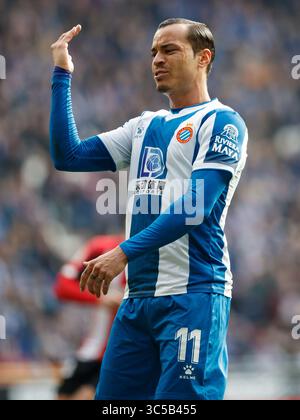 BARCELLONA, SPAGNA - 24 GENNAIO: Raul de Tomas dell'RCD Espanyol durante la partita di Liga tra l'Espanyol e il FC Barcelona allo stadio RCD il 24 gennaio 2020 a Barcellona, Spagna. (Foto di DAX/ESPA-Images)(immagine di credito: &Copy; ESPA Photo Agency/CSM via ZUMA Wire) Foto Stock
