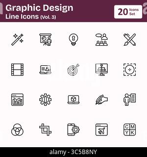 Icone della linea di disegno grafico (Vol. 3) Illustrazione Vettoriale