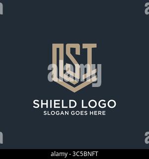 Logo si iniziale scudo sagoma logo idea grafica vettoriale Illustrazione Vettoriale