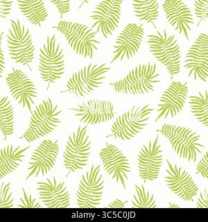 Foglie di felce verde tropicale su sfondo cremoso Illustrazione Vettoriale