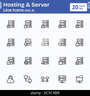Icone linea server e hosting (Vol. 2) Illustrazione Vettoriale