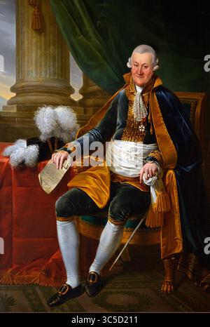 Conte Francois Joseph de Viry 1806 di Frans KInsoen Pittura nel municipio gotico di Bruges (Stadhuis), belga, belga, fiammingo. ( 255 / 5,000 Conte de Viry nacque a Viry (Haute-Savoie) nel 1736 e morì a Parigi nel 1813. Nel 1800 fu nominato prefetto del dipartimento di Lys. Nel 1804 fu nominato membro del Senato e sostituito come prefetto dal marchese di Chauvelin. Foto Stock