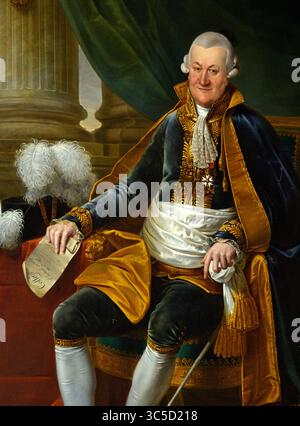 Conte Francois Joseph de Viry 1806 di Frans KInsoen Pittura nel municipio gotico di Bruges (Stadhuis), belga, belga, fiammingo. ( 255 / 5,000 Conte de Viry nacque a Viry (Haute-Savoie) nel 1736 e morì a Parigi nel 1813. Nel 1800 fu nominato prefetto del dipartimento di Lys. Nel 1804 fu nominato membro del Senato e sostituito come prefetto dal marchese di Chauvelin. Foto Stock