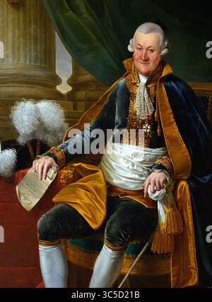 Conte Francois Joseph de Viry 1806 di Frans KInsoen Pittura nel municipio gotico di Bruges (Stadhuis), belga, belga, fiammingo. ( 255 / 5,000 Conte de Viry nacque a Viry (Haute-Savoie) nel 1736 e morì a Parigi nel 1813. Nel 1800 fu nominato prefetto del dipartimento di Lys. Nel 1804 fu nominato membro del Senato e sostituito come prefetto dal marchese di Chauvelin. Foto Stock