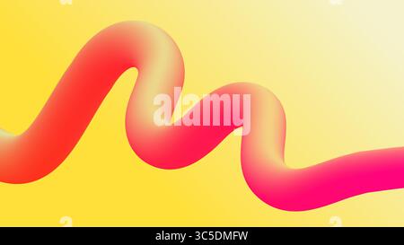 Nastro rosso-rosa ondulato su sfondo giallo Foto Stock