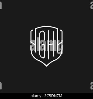 Forma dell'icona iniziale dello scudo monolico con logo GH con grafica vettoriale Illustrazione Vettoriale