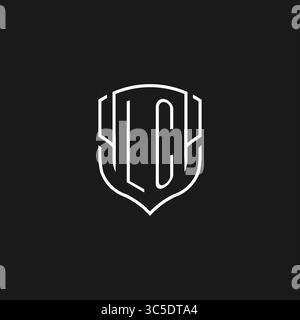 Forma dell'icona dello scudo monolico con logo LC iniziale con grafica vettoriale Illustrazione Vettoriale