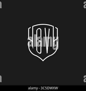 Forma dell'icona iniziale dello scudo monolina con logo GV con grafica vettoriale Illustrazione Vettoriale