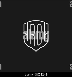 Forma dell'icona iniziale dello scudo monolina con logo RC con grafica vettoriale Illustrazione Vettoriale