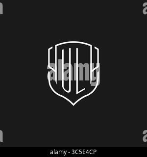 Forma iniziale dell'icona dello scudo monolico con logo UL con grafica vettoriale Illustrazione Vettoriale