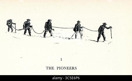 Antica incisione vittoriana dei pionieri di Edward Whymper di Scambles Among the Alps, 1871. REGNO UNITO Foto Stock