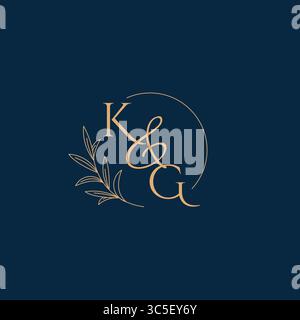 Logo KG Initial Wedding Monogram con grafica vettoriale minimalista Illustrazione Vettoriale