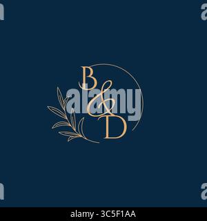 Logo BD Initial Wedding Monogram con grafica vettoriale minimalista Illustrazione Vettoriale